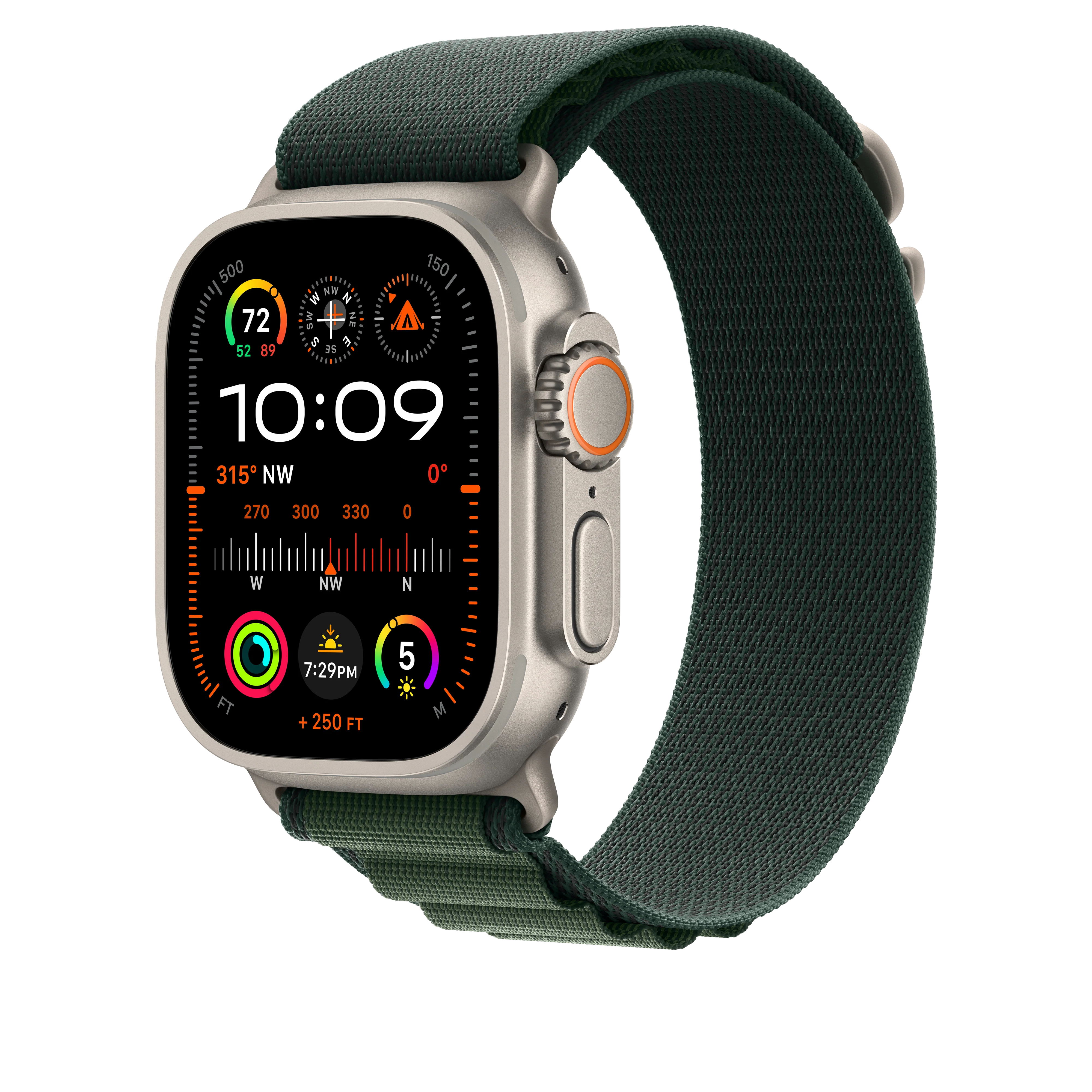 49mm Dark Green Alpine Loop - Small - Natural Titanium Finish - Image 2