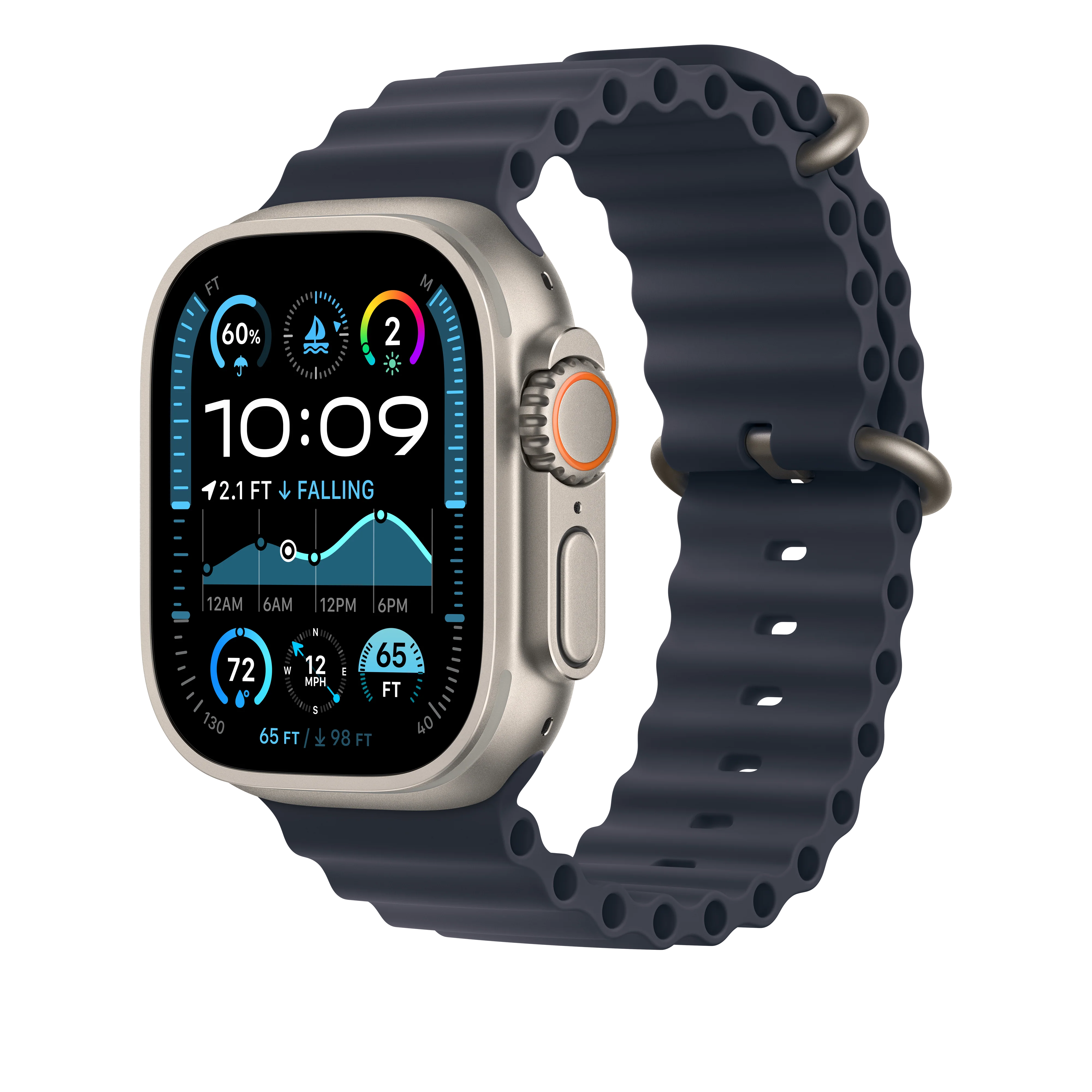 49mm Navy Ocean Band Extension - Natural Titanium Finish - Image 2