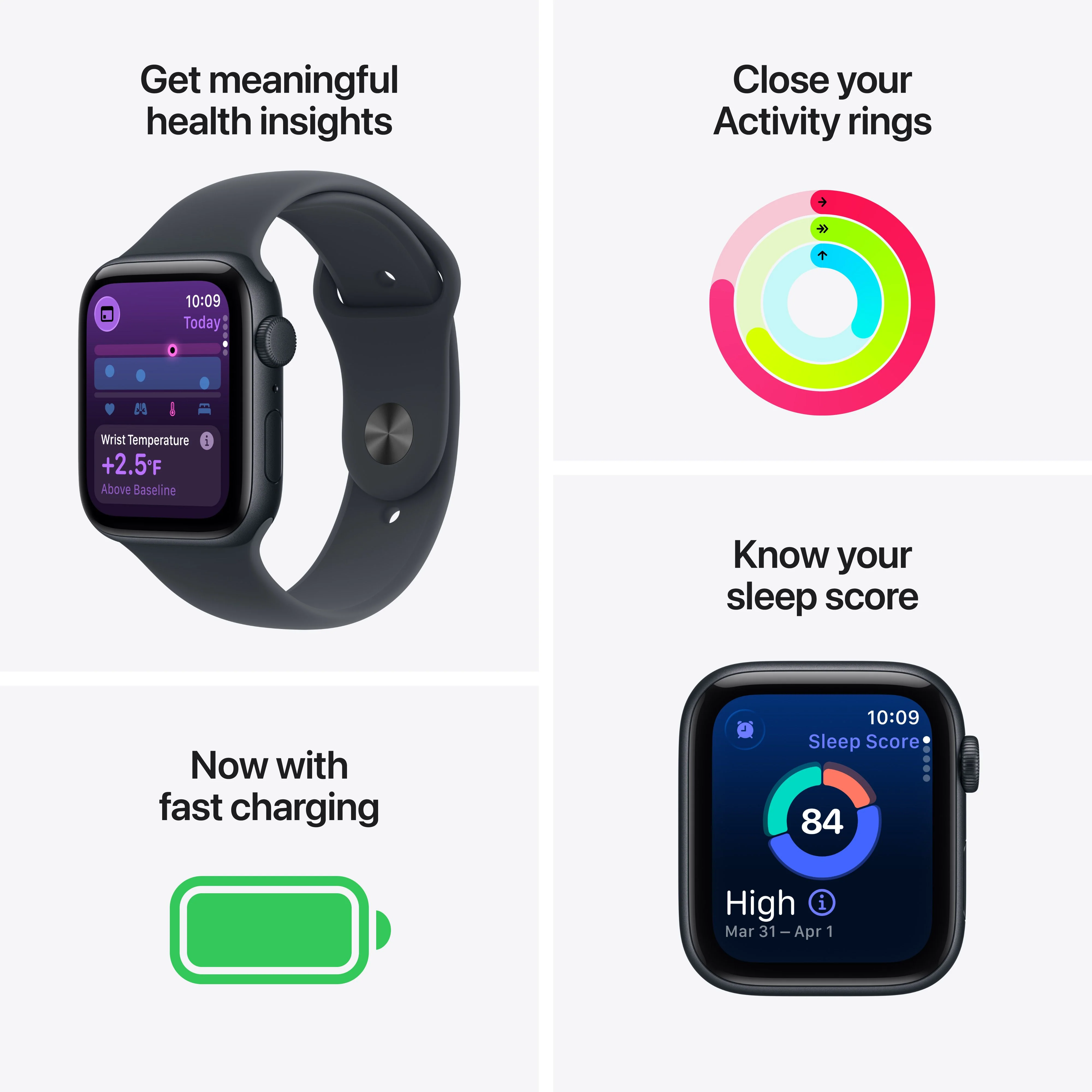 ‏‏Apple Watch SE 3 موديل ‏‏‏GPS‏ إطار ألومنيوم مقاس 40 مم بلون ضوء النجوم مع حزام رياضي بلون ضوء النجوم - مقاس متوسط/كبير - Image 3