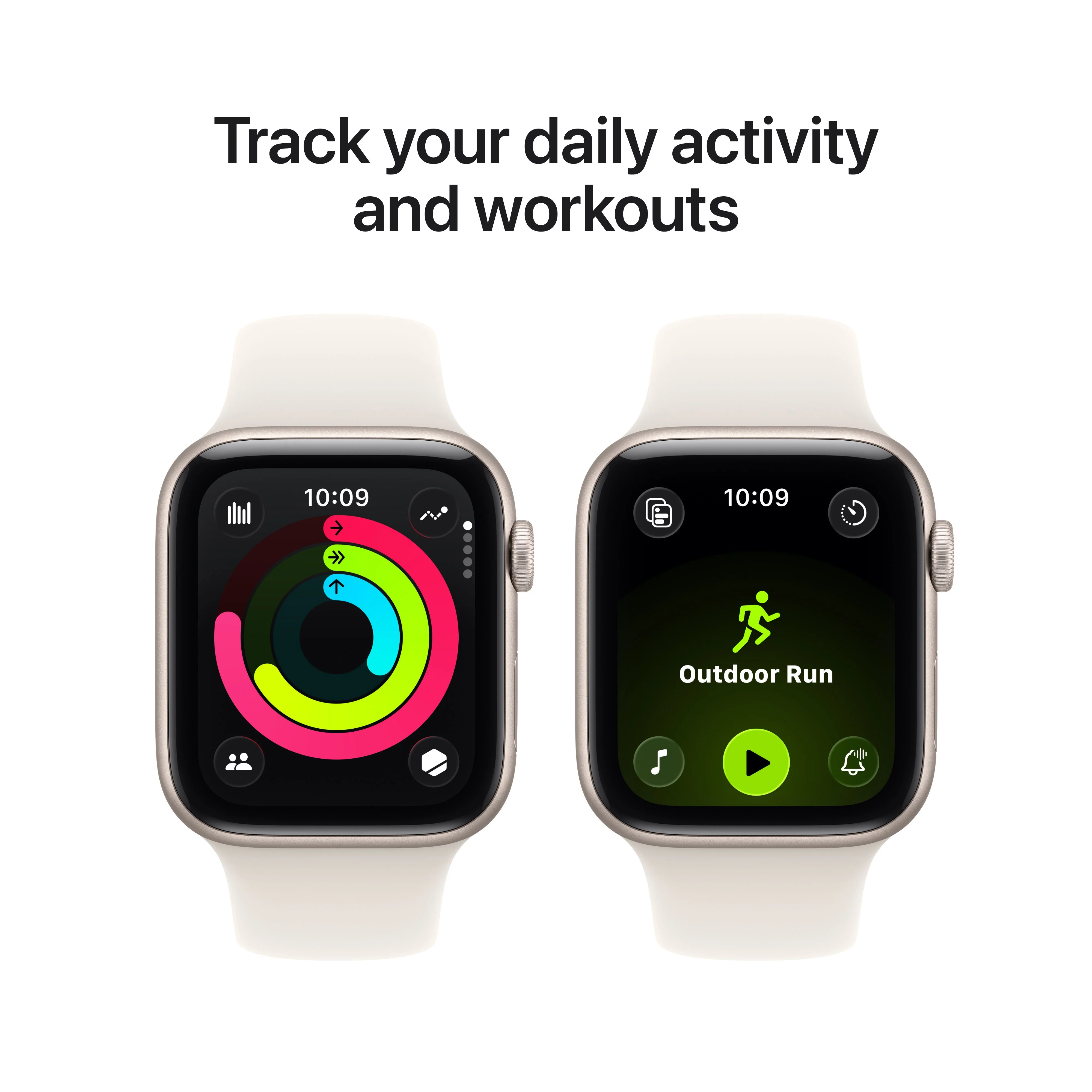 ‏‏Apple Watch SE 3 موديل ‏‏‏GPS‏ إطار ألومنيوم مقاس 44 مم بلون ضوء النجوم مع حزام رياضي بلون ضوء النجوم - مقاس صغير/متوسط - Image 6